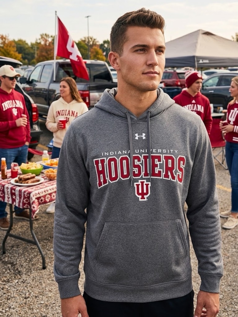 Under Armour - Indiana Hoosiers Heather Gray Pullover Hoodie